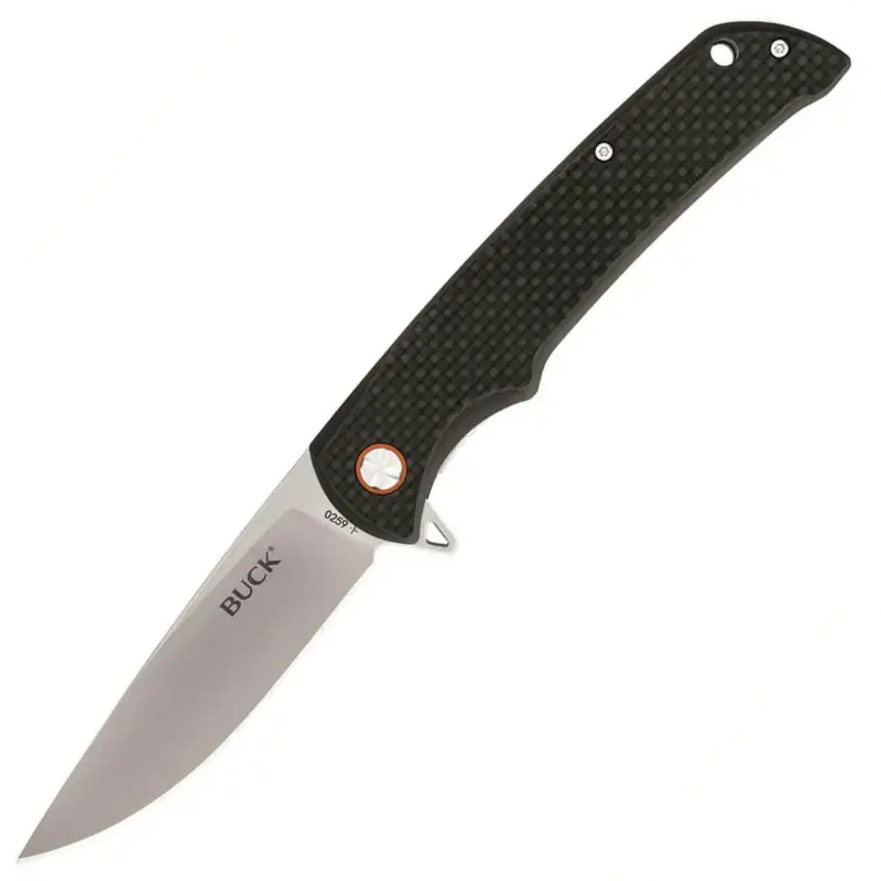 Reduced Price Buck Knifes 259 Haxby Folding 3.875" Drop Point 7Cr17MoV Stainless Satin Blade Carbon Fiber Black
