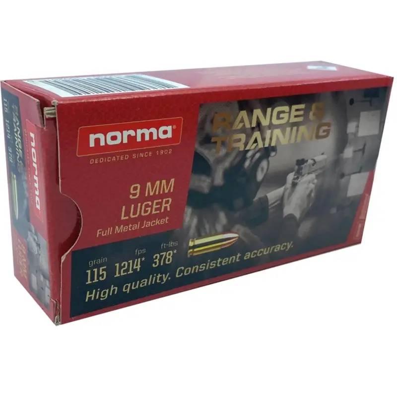 Norma Range & Training 620240050 9mm Ammo 115GR FMJ 50 Rounds Save Now
