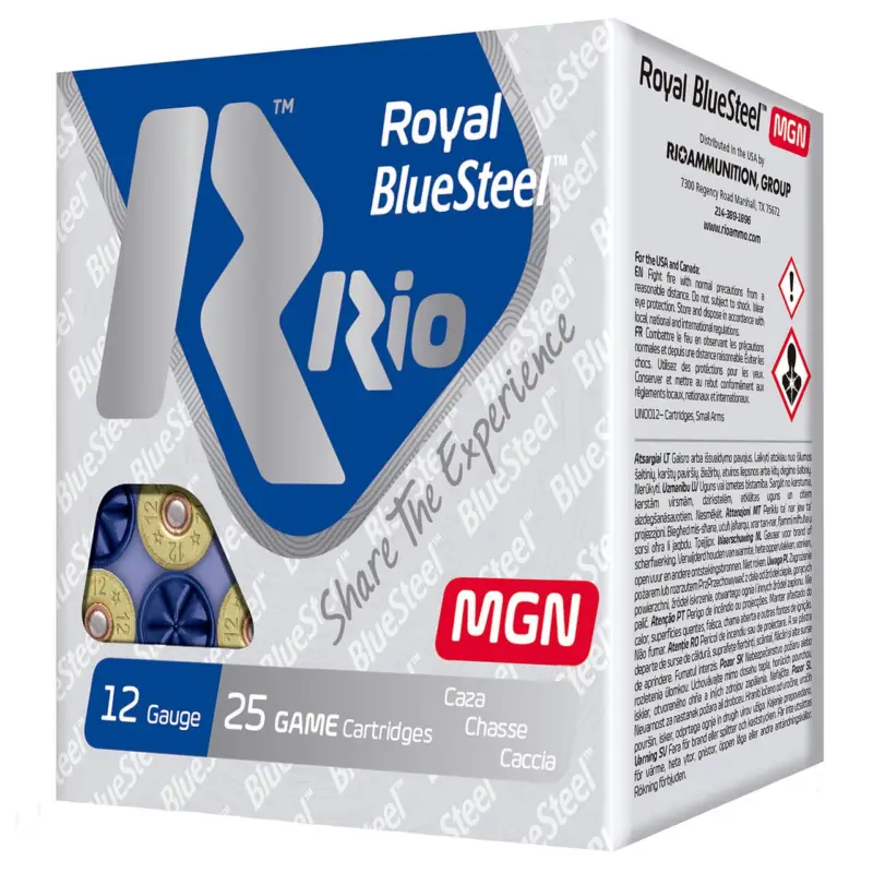 Rio Ammunition RBSM364 Royal BlueSteel Magnum 12Gauge 3" 1 1/4oz 4Shot 25 Per Box/10 Case Secure Checkout