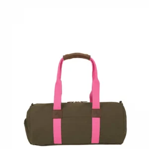 Authentic Dufflebag -S- KHAKI with pink strap