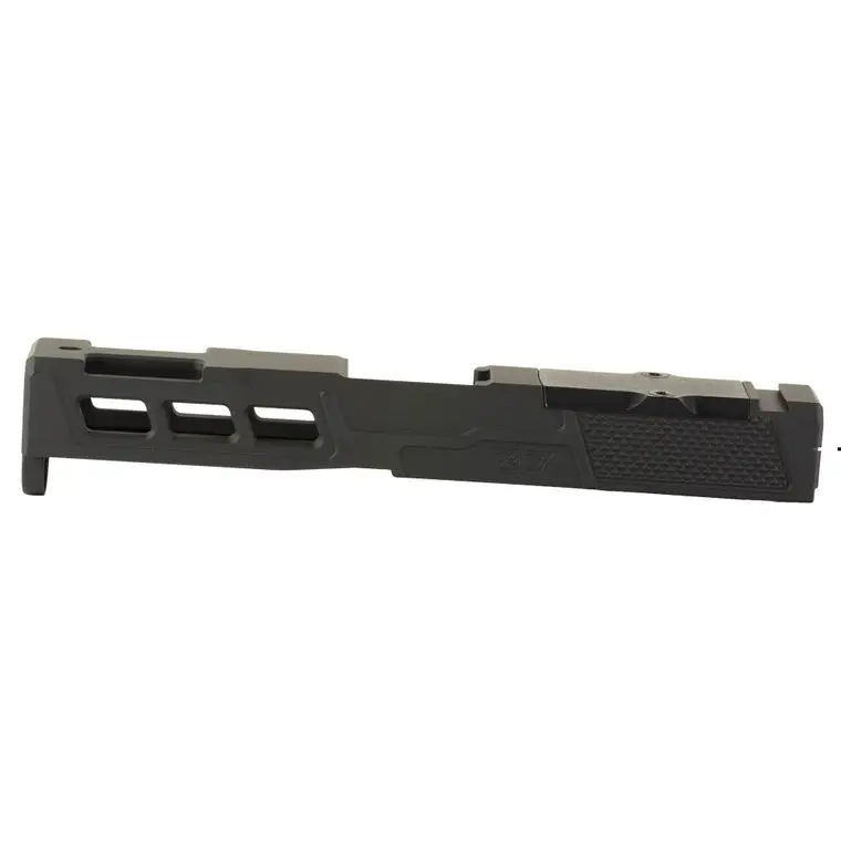 Zaffiri Precision ZPS.P | Optics Ready Stripped Slide | RMR Footprint | Lightening Cuts | Cerakote Finish | Armor Black | For Glock 19 Gen 5 | Includes Black Anodized Optics Plate Cover and Screws | ZPS.P.19.G5.BLK Direct From Factory