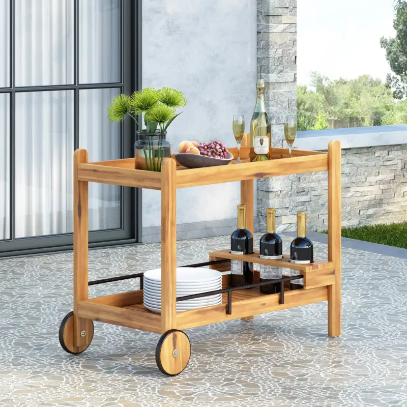 Grab Now Walker Edison | Outdoor Patio Wood Bar Cart for Storage