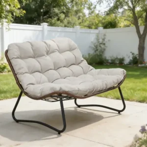 Outdoor Patio Papasan Loveseat Sofa with Luxury Thick Cushion Get Yours