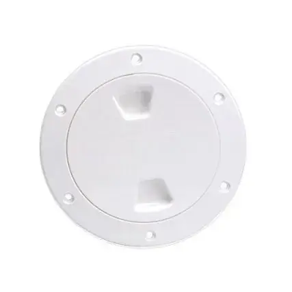 Same Day Shipping Beckson 4" Smooth Center Screw-Out Deck Plate - White