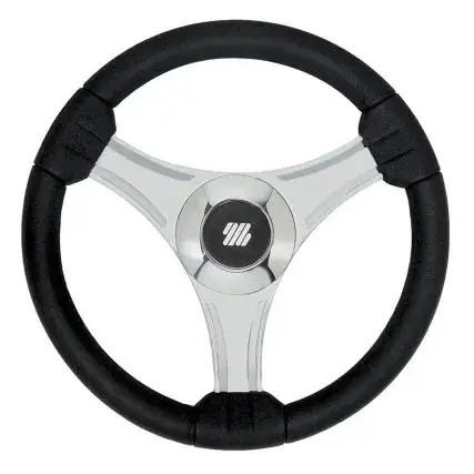 Deal Uflex - Tavolara - 13.8" Black Polyurethane Steering Wheel W/Silver Spokes & X62 Hub