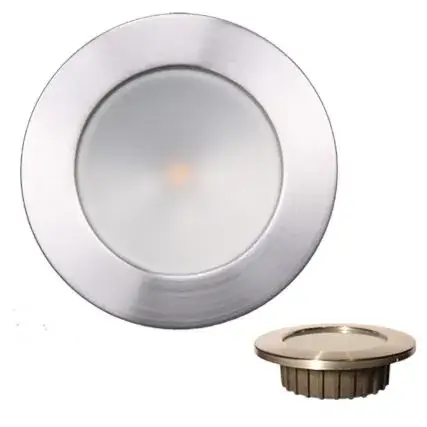 Lunasea &Ldquo;Zero Emi" Recessed 3.5" Led Light - Warm White, Red W/Brushed Stainless Steel Bezel - 12vdc Factory Price
