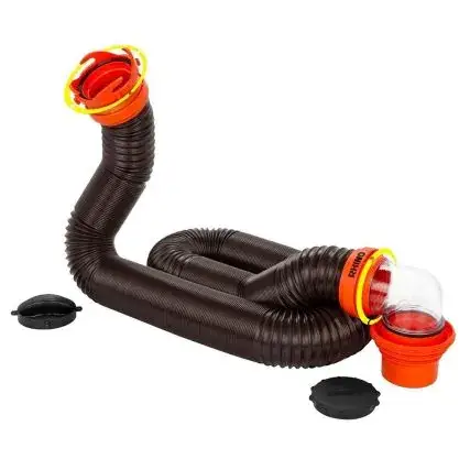 Camco Rhinoflex 15' Sewer Hose Kit W/4 In 1 Elbow Caps Super Sale