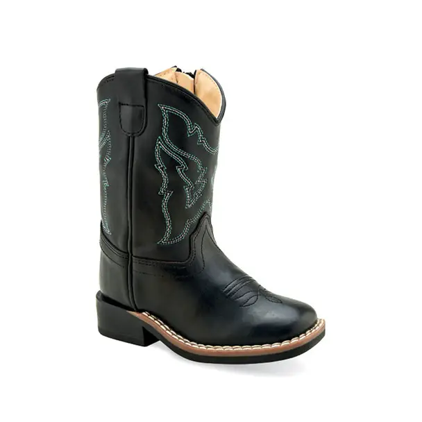 Bargain OLD WEST Toddler's Broad Square Toe Black Cowboy Boots (BSI1896)