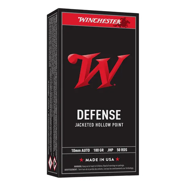 Order Now WINCHESTER AMMO Defense 10mm Auto 180gr JHP 50rd/Box Handgun Ammo (USA10JHP)