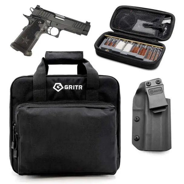 STACCATO P 9mm 4.4in 2x 17rd Single-Action Pistol with GRITR 2011 models IWB Right Hand Kydex Holster, Gritr Multi-Caliber Cleaning Kit and Gritr Soft Pistol Case Express Delivery