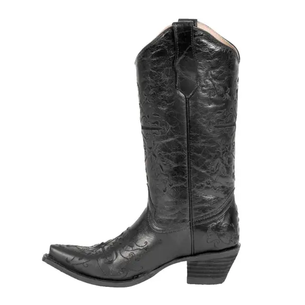 CIRCLE G by CORRAL Women's Cross Embroidery Black Snip Toe Western Boot (L5060-LD) Cheap