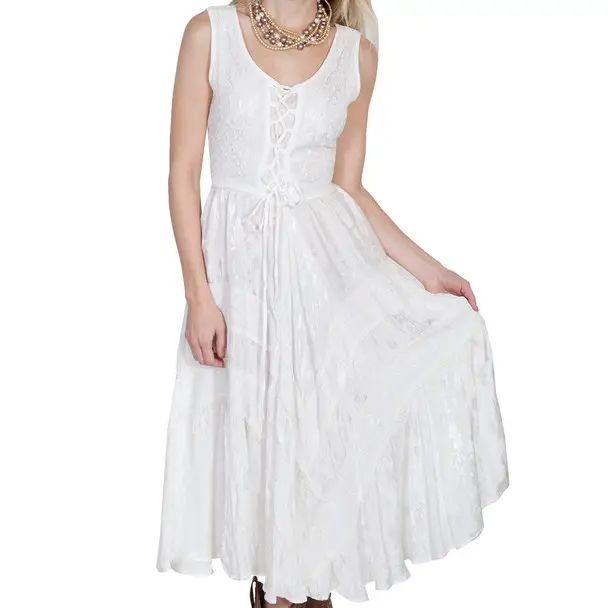 Place Order SCULLY Womens Honey Creek Ivory Rayon Full Length Dress (HC118-IVO)