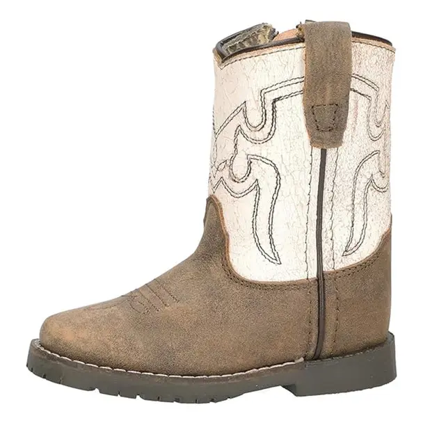 Today Only SMOKY MOUNTAIN BOOTS Kid's Autry Brown Distress/Antique WhiteLeather Western Boots (3109T)