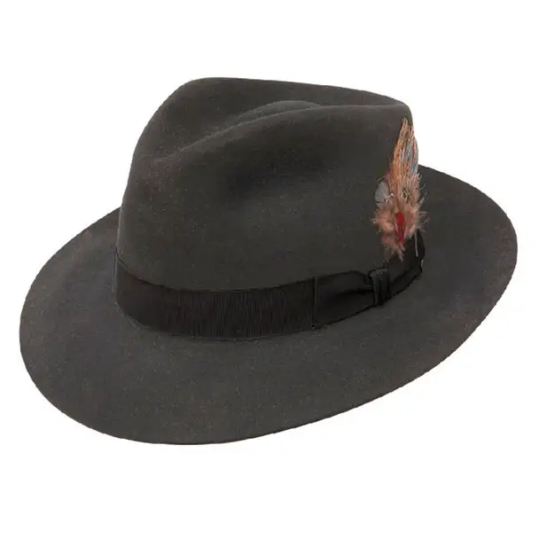 STETSON Chatham Fur Felt Graphite Fedora Hat (TFCHAT-102338) Cheap