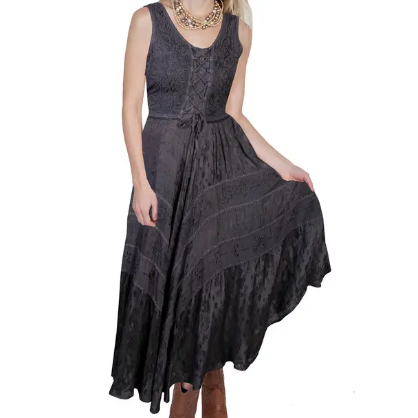 SCULLY Womens Honey Creek Gun Metal Rayon Full Length Dress (HC118-GUN) Buy Today