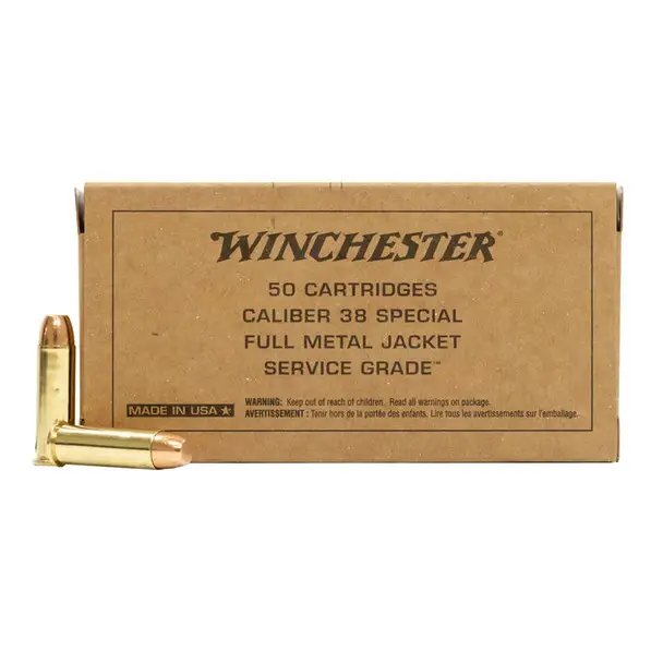 New Release WINCHESTER Service Grade .38 Special 130Gr FMJ 50rd Box Ammo (SG38W)