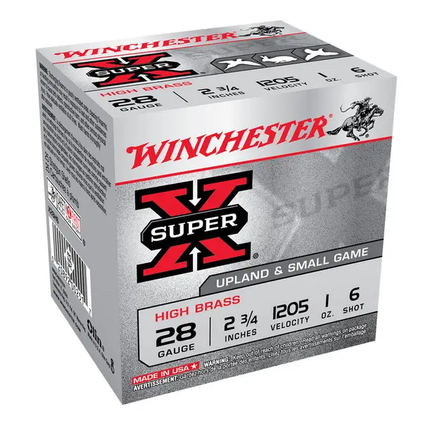 Authentic WINCHESTER Super-X 28Ga 1oz 2.75in #6 Shot 25rd Box Shotshells (X28H6)