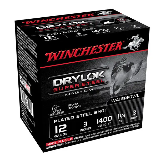 Limited Offer WINCHESTER DryLok Super Steel 12Ga 1-1/4oz 3in #3 25rd Box Shotshells (XSV1233)