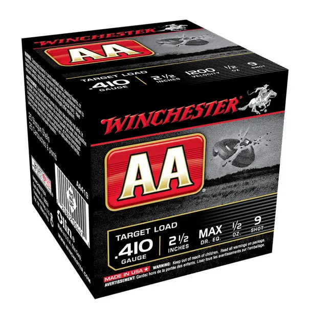 Buy Today WINCHESTER AA .410Ga 1/2oz 2.5in #9 Lead Shot 25rd Box Shotshells (AA419)
