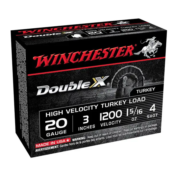New Arrival WINCHESTER Double X 20Ga 1-5/16oz 3in #4 10rd Box Shotshells (STH2034)