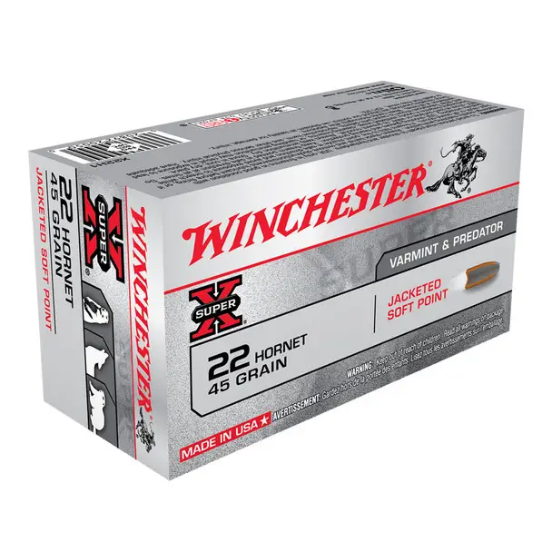 Deal WINCHESTER Super-X .22 Hornet 45Gr JSP 50rd Box Rifle Ammo (X22H1)