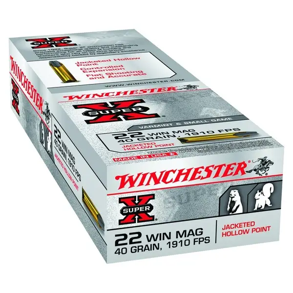 Super Sale WINCHESTER Super-X .22 WMR 40 Grain JHP 50rd Box Ammo (X22MH)