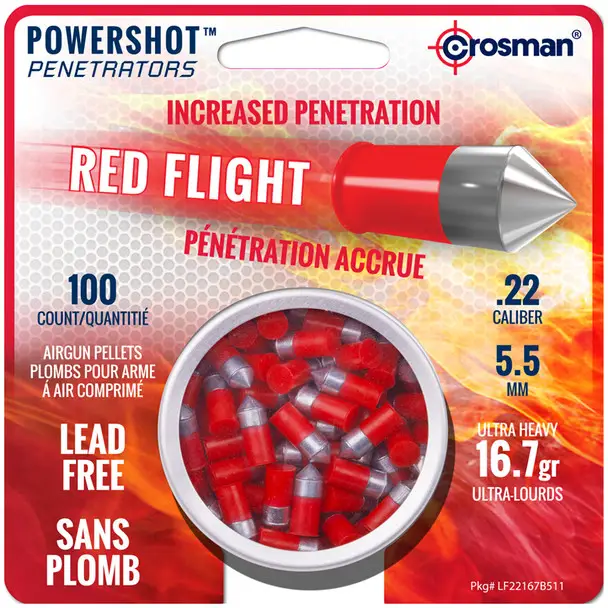 Sale CROSMAN Red Flight .22 Caliber Red Lead-Free 100Ct Pellet (LF22167)
