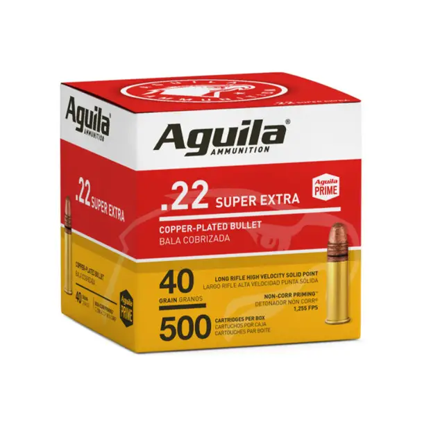 AGUILA .22 LR 40Gr Copper-Plated Solid Point 500rd Box Ammo (1B221115) Clearance