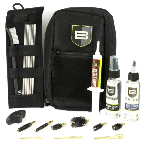 Breakthrough Clean Technologies Cleaning Kit, Military-Grade Cleaning Solvent, Battle Born Grease, Battle Born high Purity Oil, .22 thru 12 Gauge BT-LOC-U-BLK Limited Offer