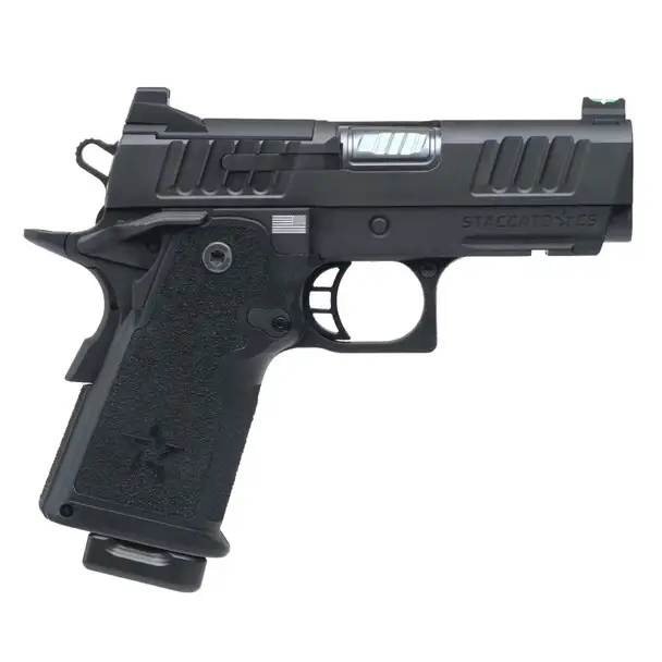 Limited Offer STACCATO 2011 CS Optic Ready 9mm 3.5in Stainless Barrel 2x 15rd Mags Curved Trigger Black Pistol (14-1501-000002)