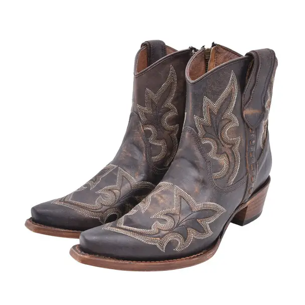 Markdown Open-box: CORRAL Ld Black/Brown Embroidery & Zipper Ankle Boot, Size: 9.5, Width: M (L5917-M-9.5) - Great condition, limited use