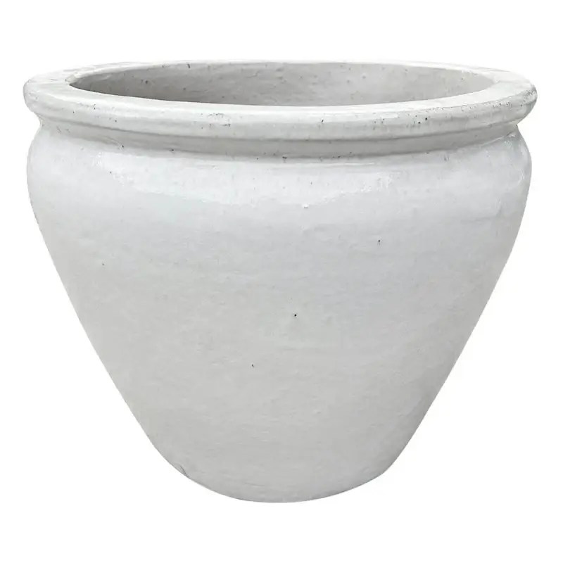 Arcadia White Ceramic Outdoor Planter, Large Reduced Price