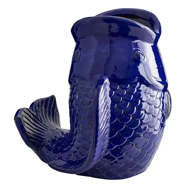 Blue Fish Outdoor Planter, 20" Trending