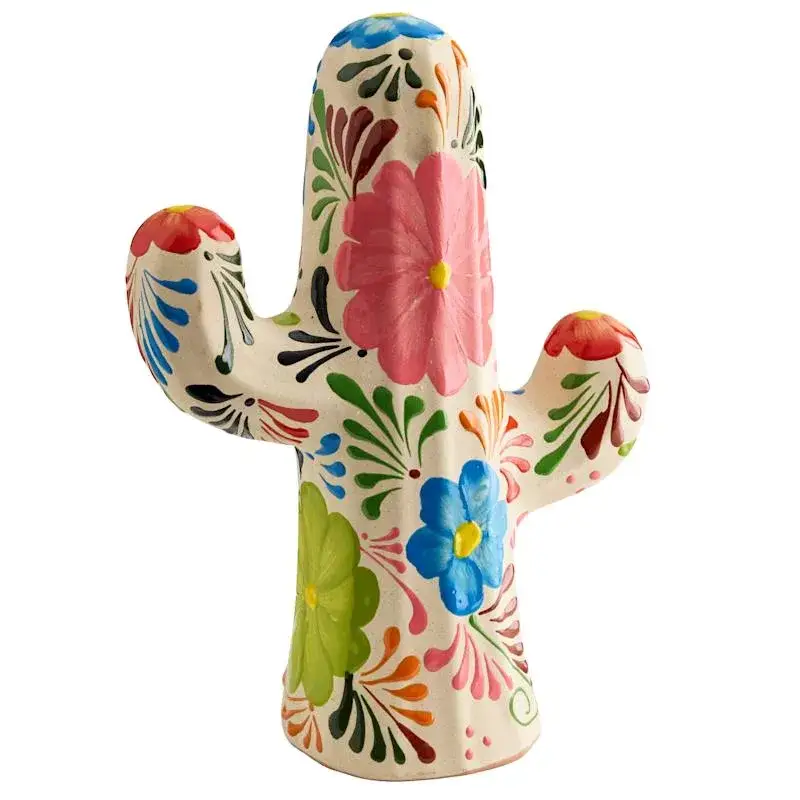 Hot Picks Talavera Cactus Outdoor Garden Statue, 17"